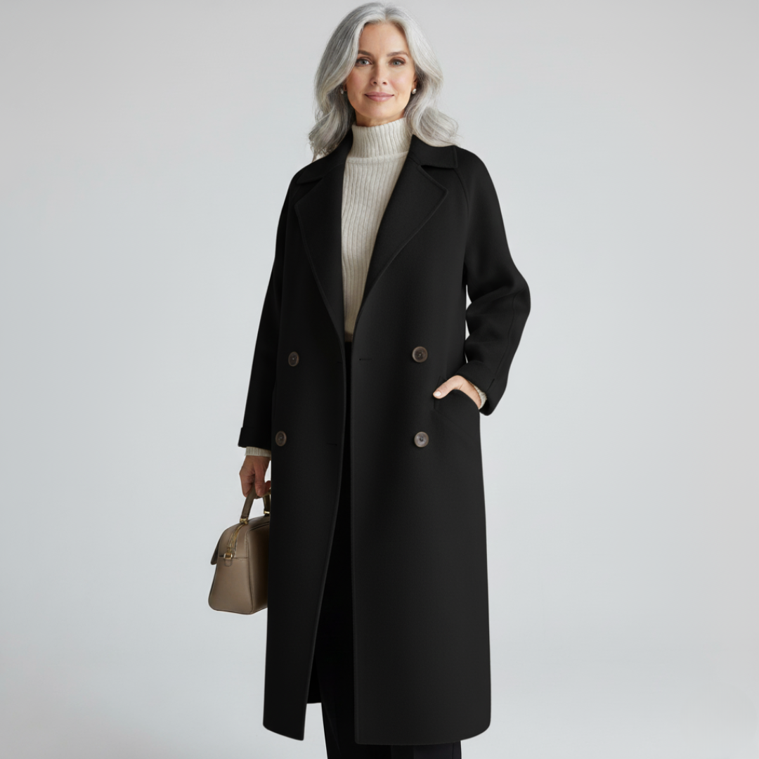 Women's Double-Breasted Wool Coat | Tailored Autumn Winter Coat