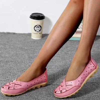 Leather Loafers with Breathable Cut-Out Design