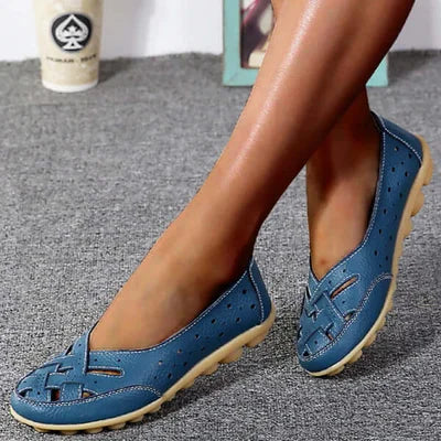 Leather Loafers with Breathable Cut-Out Design