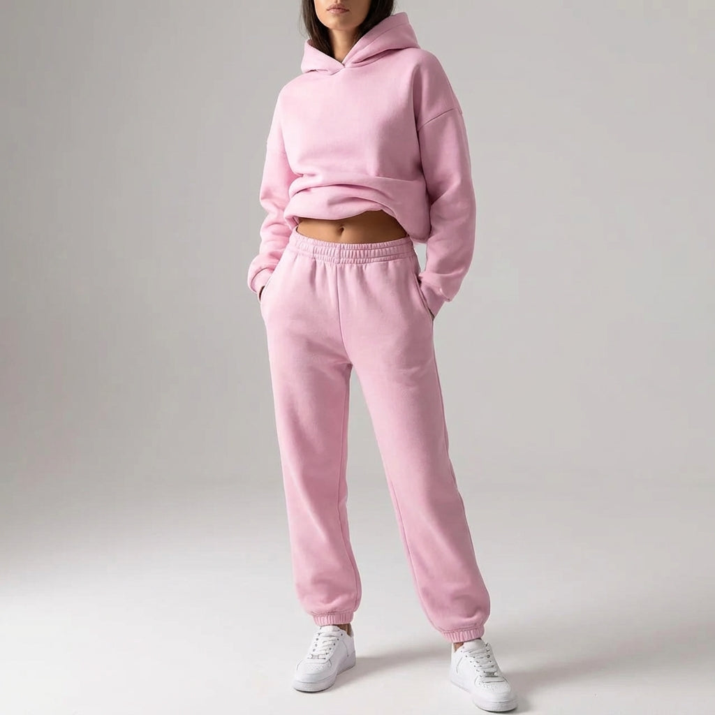 Damski oversize’owy komplet dresowy: bluza z kapturem i joggery