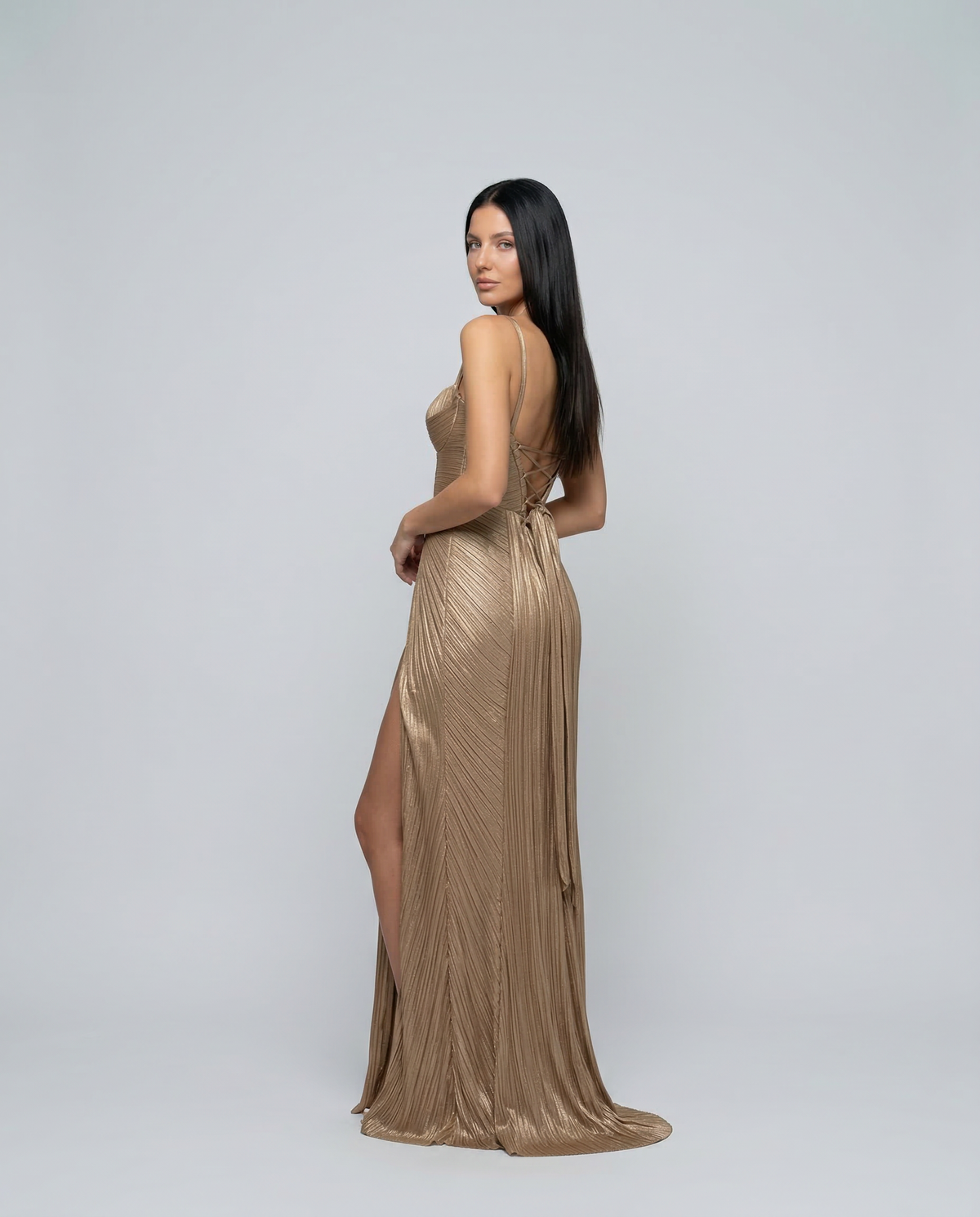 Women’s Pleated Corset Maxi Dress