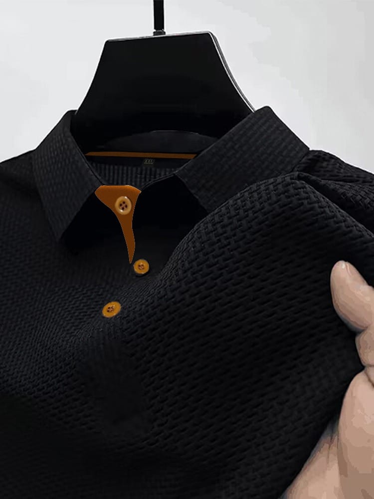Men’s Textured Short Sleeve Polo Shirt