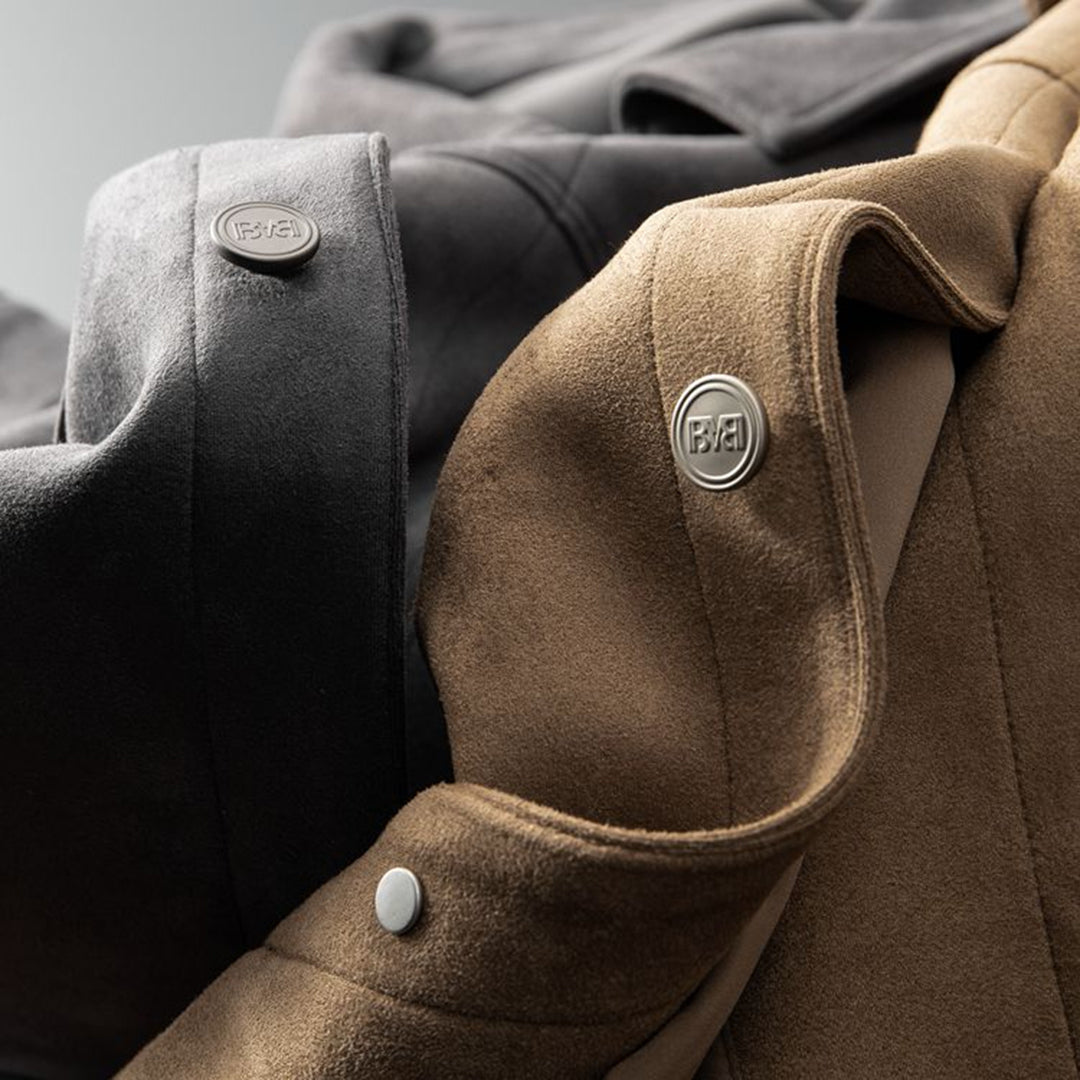 Men's Suede Trucker Jacket with Flap Pockets