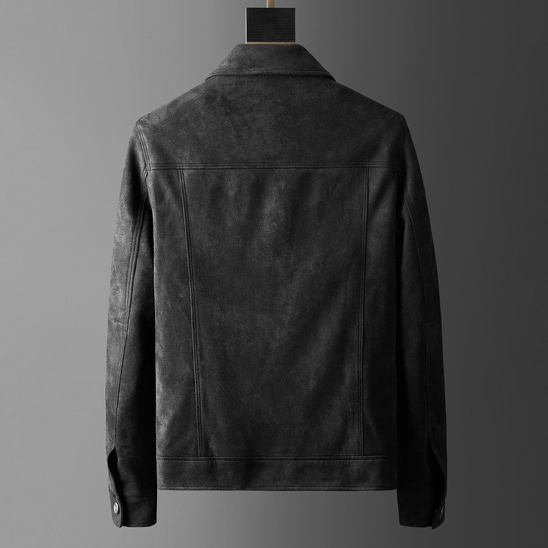 Men's Suede Trucker Jacket with Flap Pockets