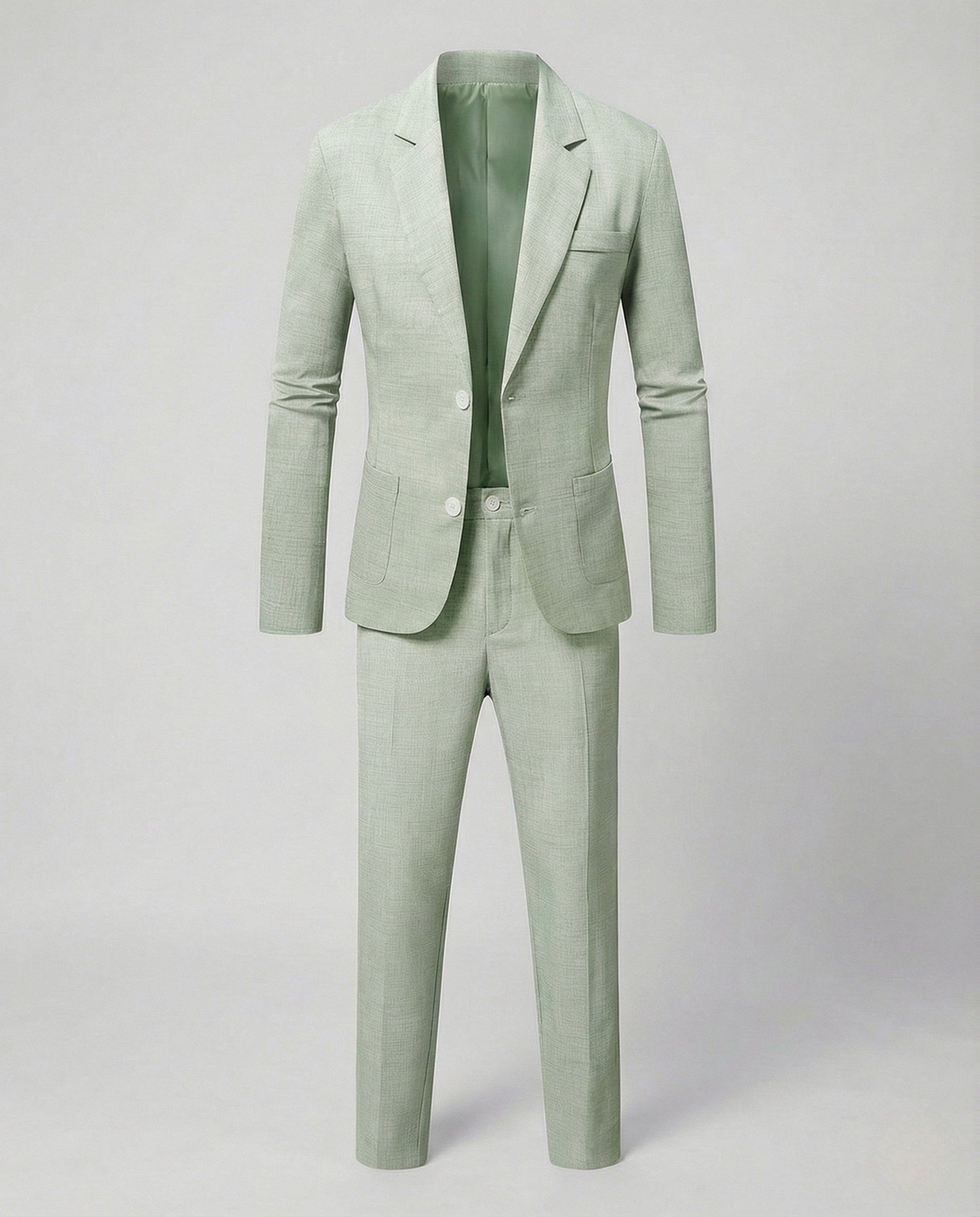 Linen Blend Two-Piece Suit with Notch Lapel