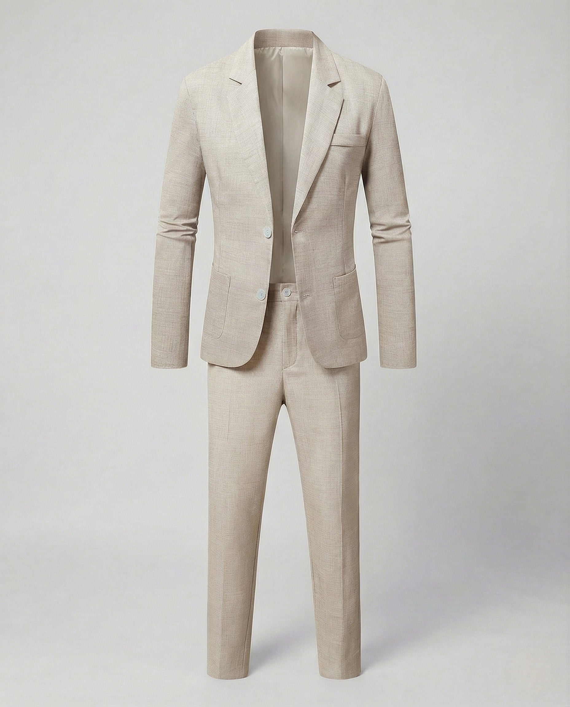 Linen Blend Two-Piece Suit with Notch Lapel