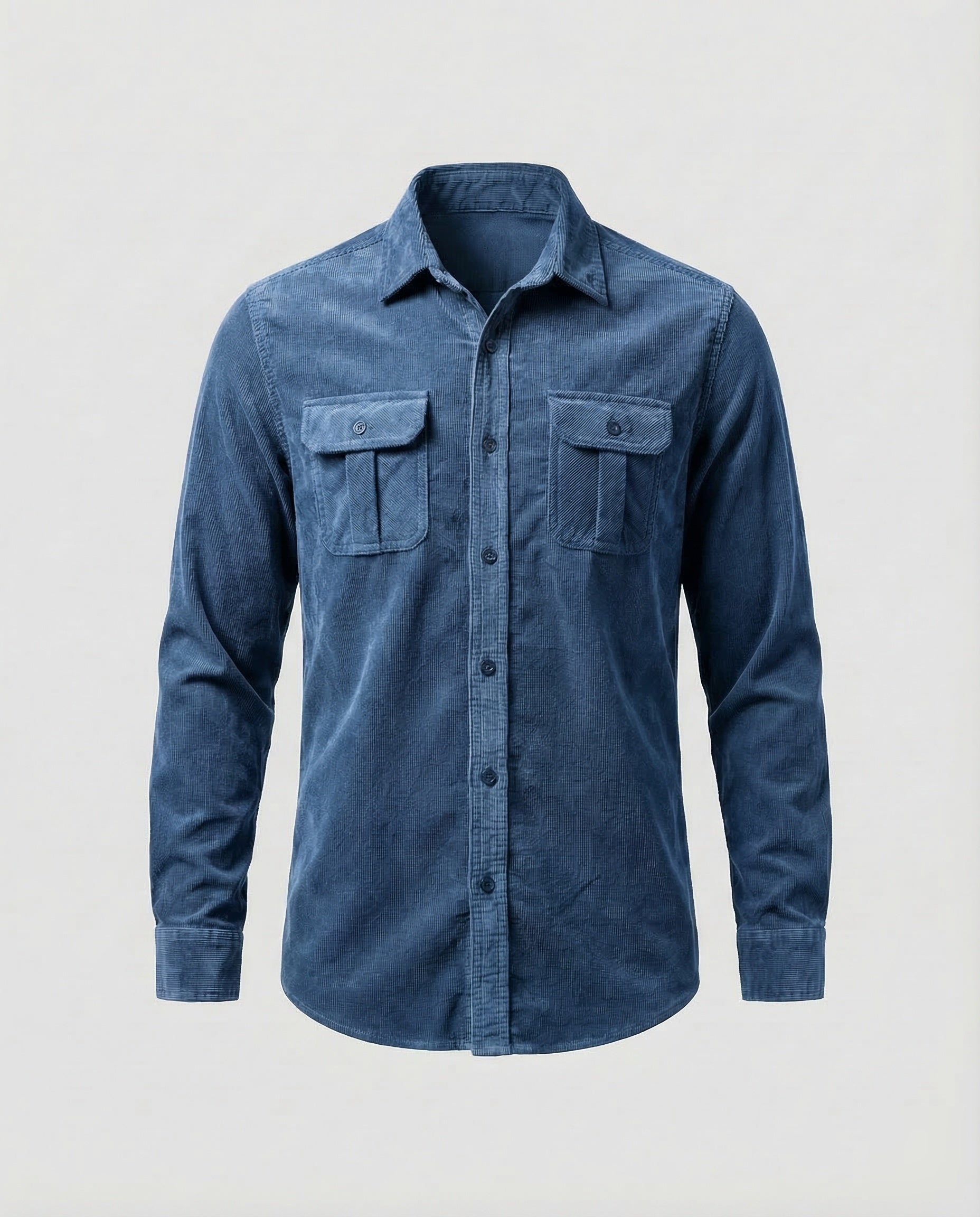 Men's Corduroy Button-Down Shirt with Chest Pockets