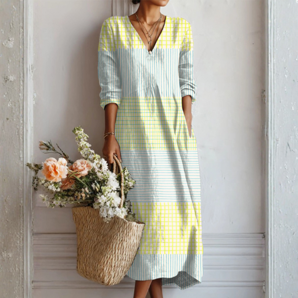Floral Print Midi Dress with V-Neckline