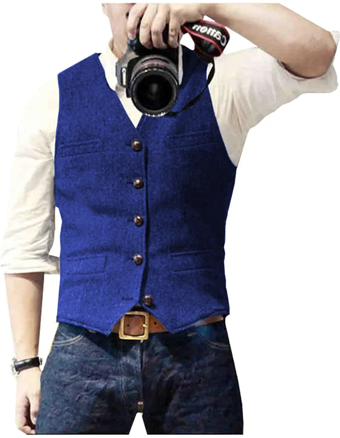 Gilet boutonné pour homme à col en V