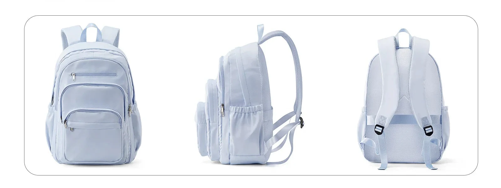 Backpack in Nylon with Multiple Zip Pockets for Everyday Use
