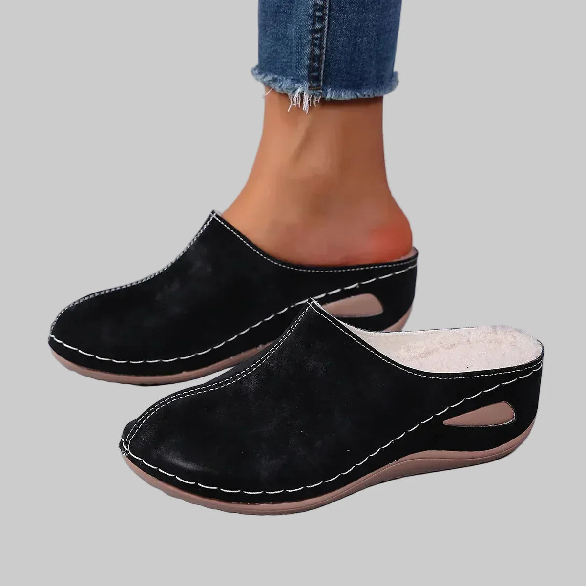 Women's Faux Suede Lined Mule Slippers