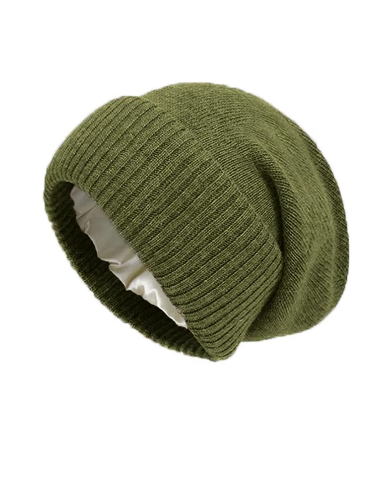 Women's Pure Wool Beanie | Satin-Lined Winter Hat
