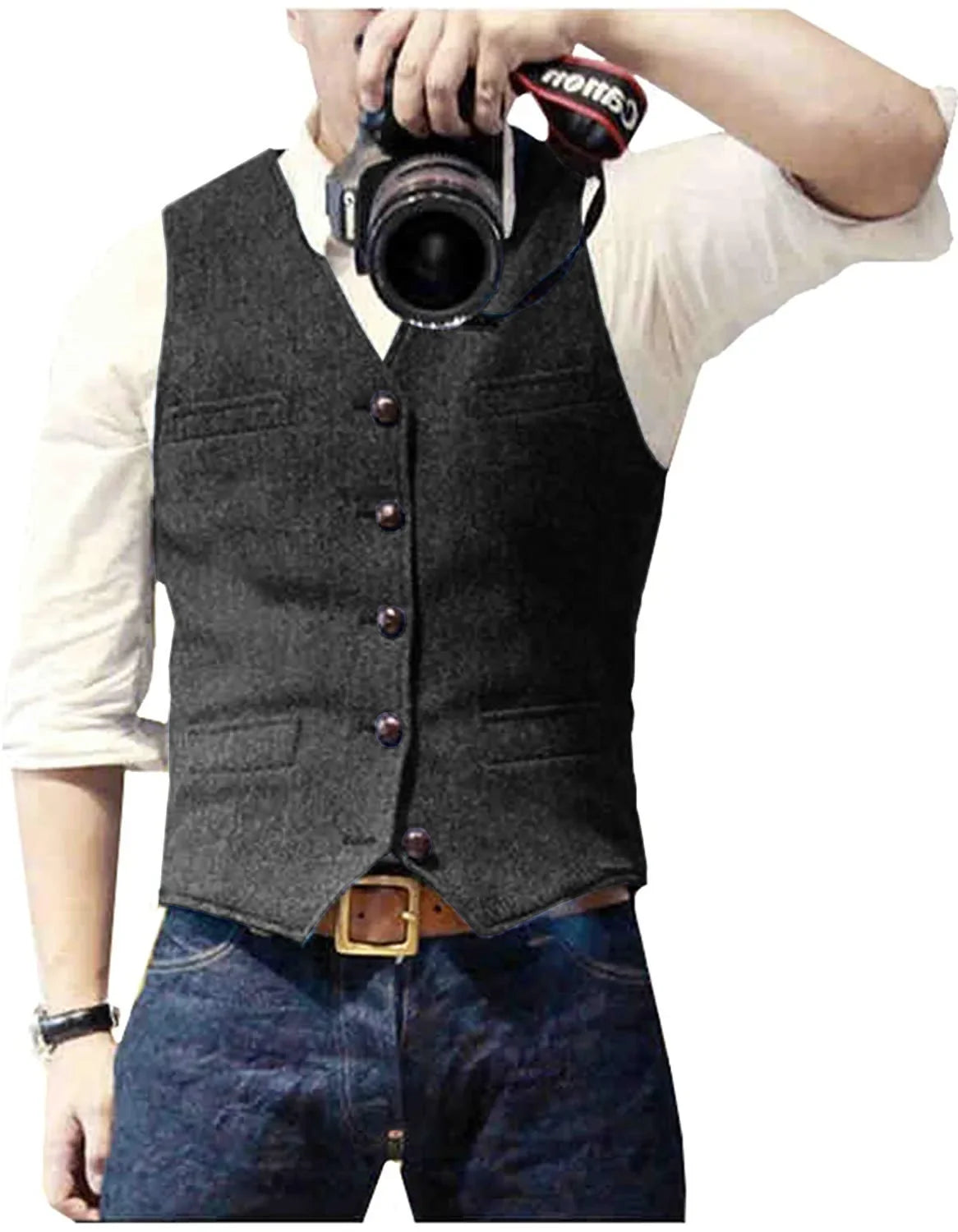 Gilet boutonné pour homme à col en V