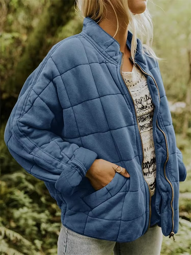 Veste d’hiver matelassée en coton pour femme | Manteau oversize zippé