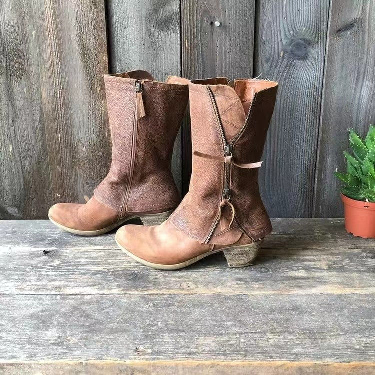 Women's Vintage Mid-Calf Western Boots