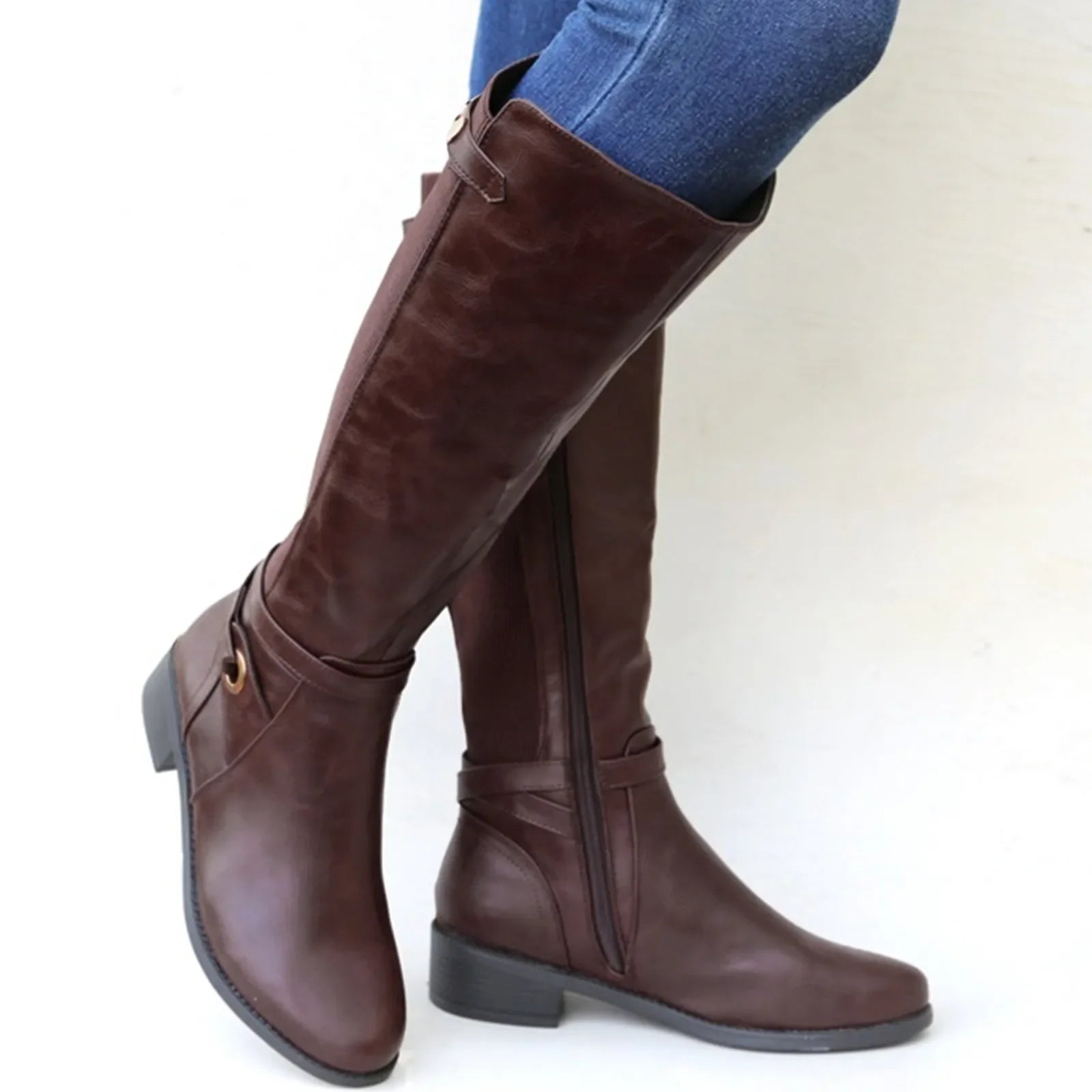 Women’s Knee-High Riding Boots with Stretch Panels