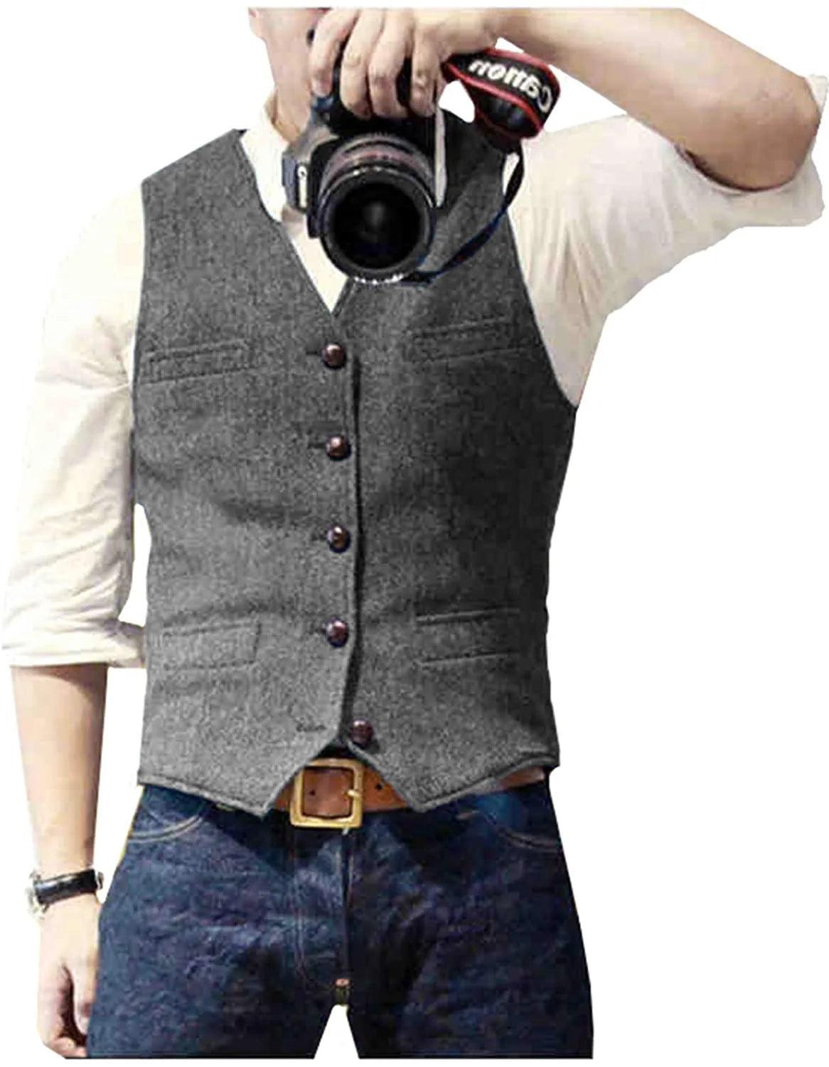 Gilet boutonné pour homme à col en V