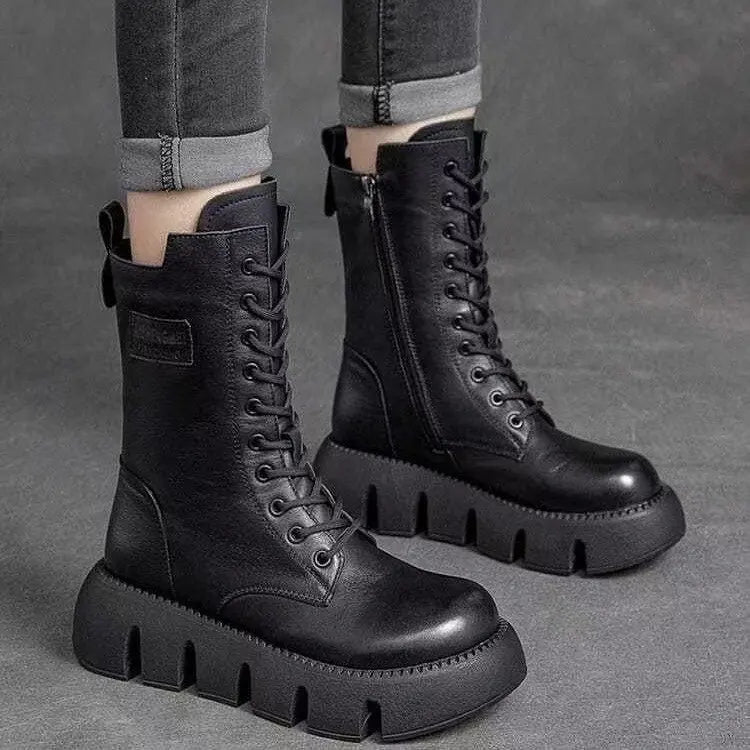 Women's Lace-Up Winter Boots with Side Zip