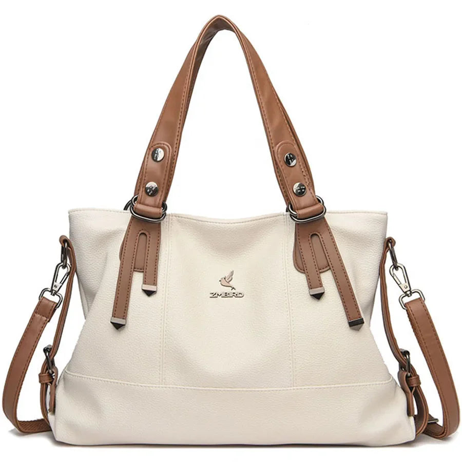 Structured Leather Handbag with Twin Top Handles
