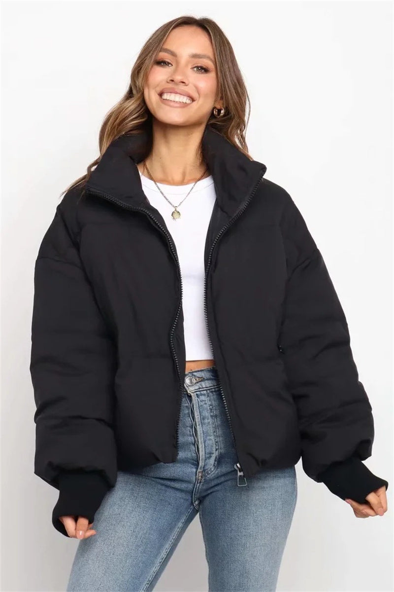 Women’s Padded Puffer Jacket with High Neck