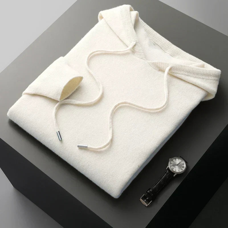 Men's Knitted Hoodie | Relaxed Pullover Jumper