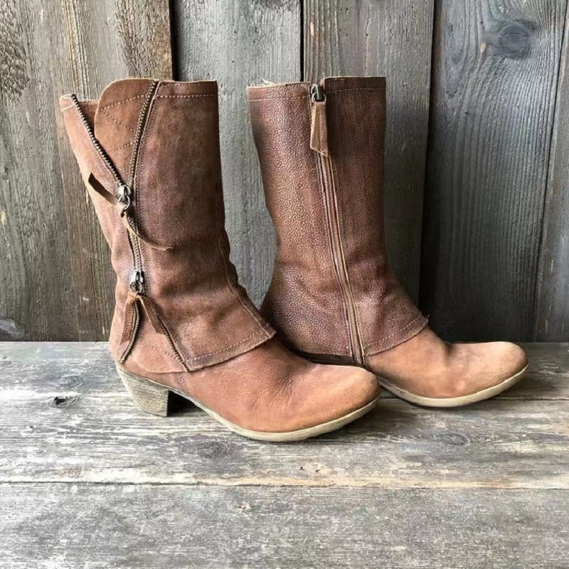 Women's Vintage Mid-Calf Western Boots