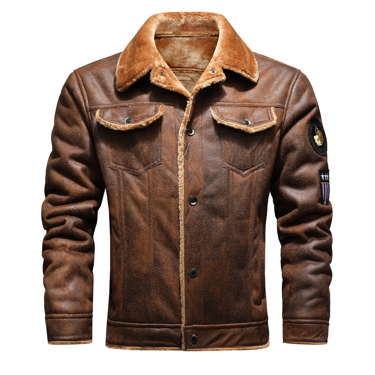 Veste trucker vintage pour homme doublée en tissu effet fourrure