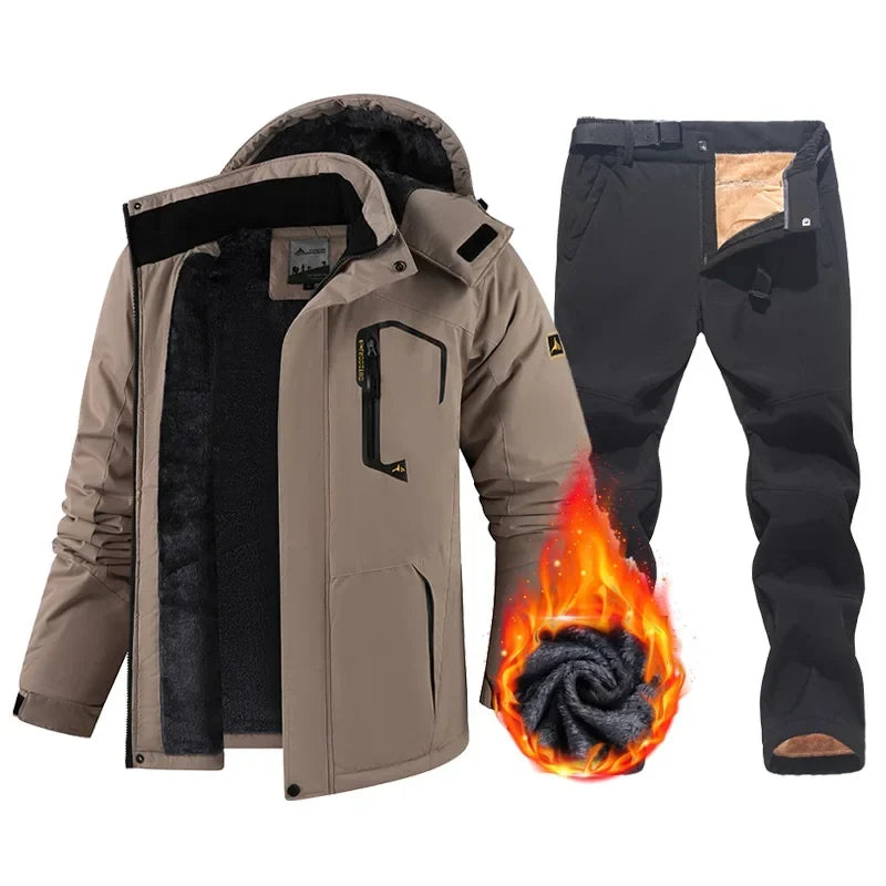 Men's Hooded Winter Jacket and Trousers Set | Fleece Lined