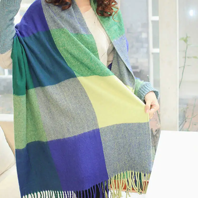 Women's Oversized Plaid Fringe Scarf
