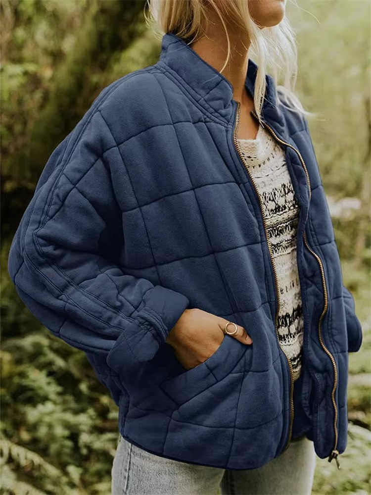 Veste d’hiver matelassée en coton pour femme | Manteau oversize zippé