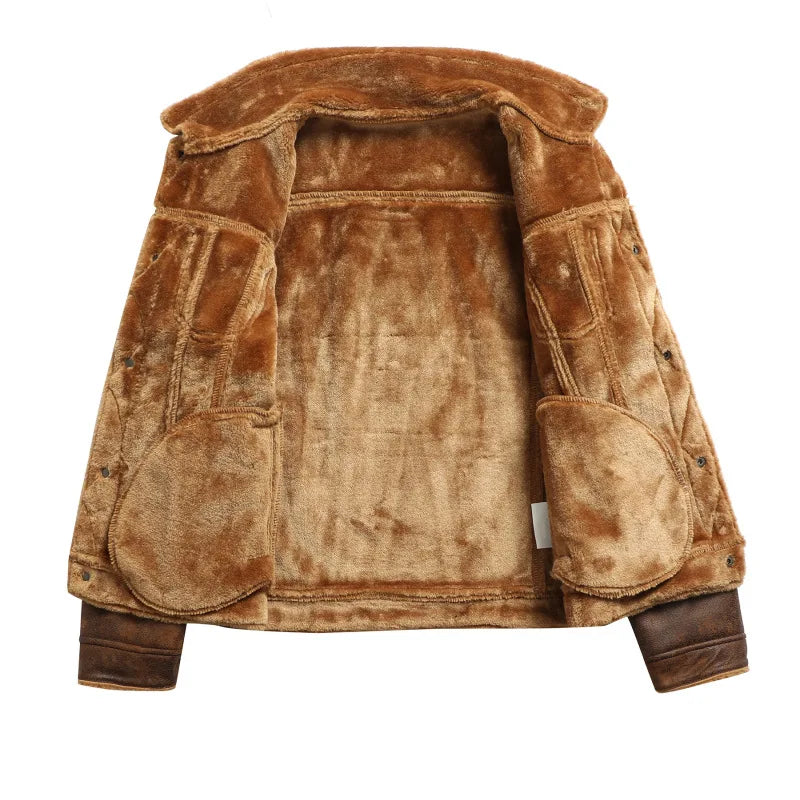 Veste trucker vintage pour homme doublée en tissu effet fourrure