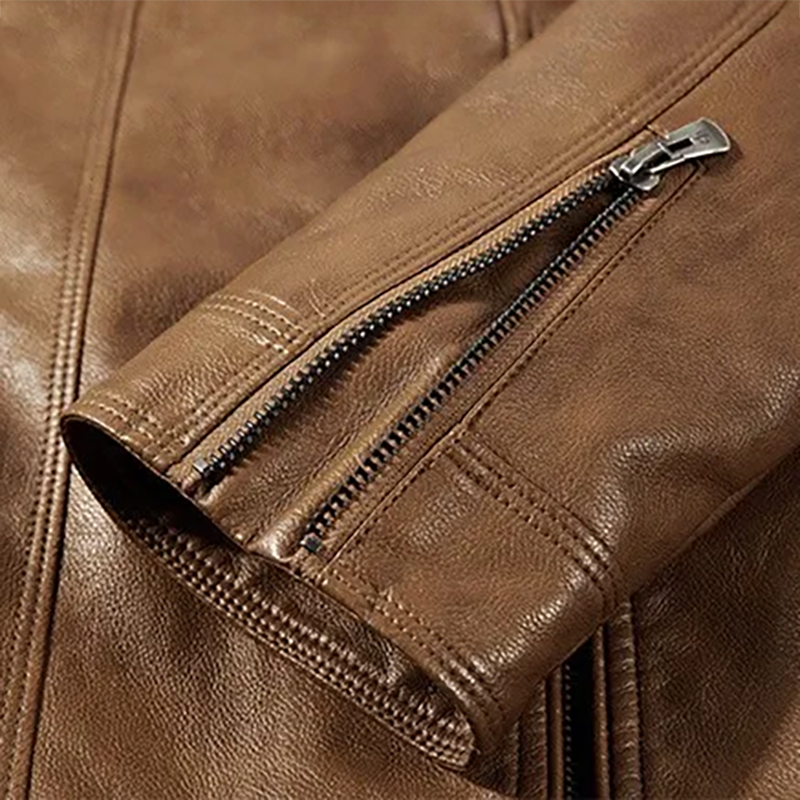 Veste biker pour homme imitation cuir à fermeture éclair