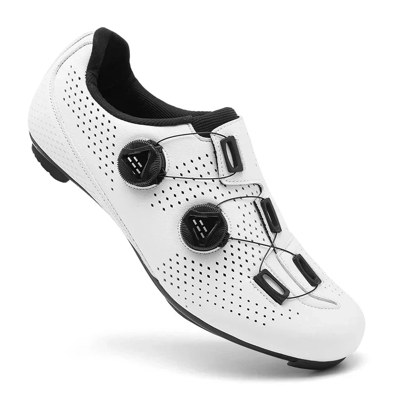 Cycling Shoes with Dial Closure and Perforated Upper