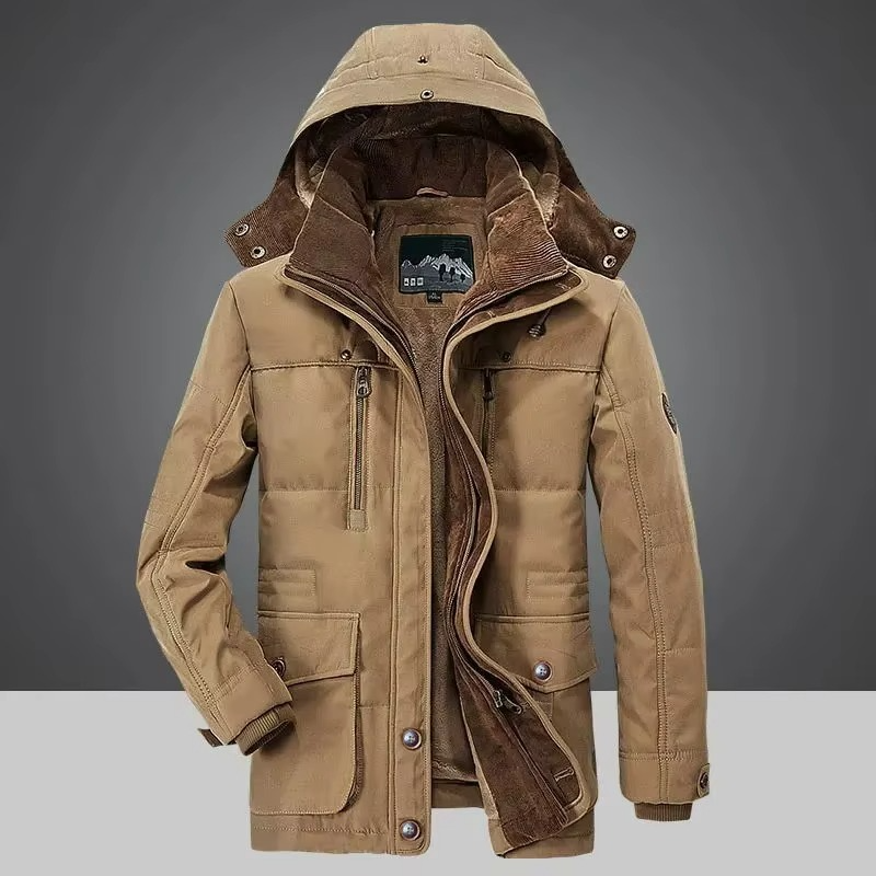 Parka d'hiver en polaire pour homme | Manteau à capuche à poches multiples