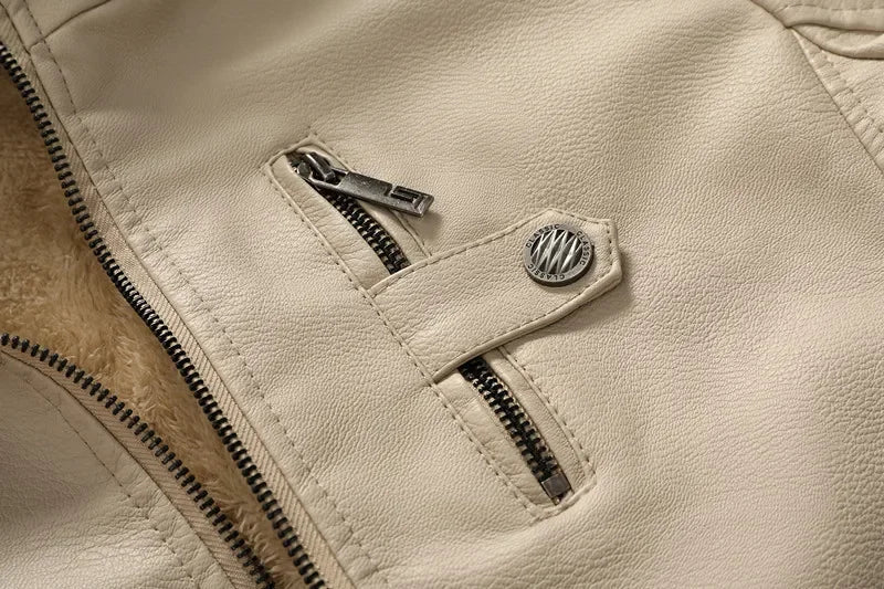Veste biker à capuche pour homme imitation cuir