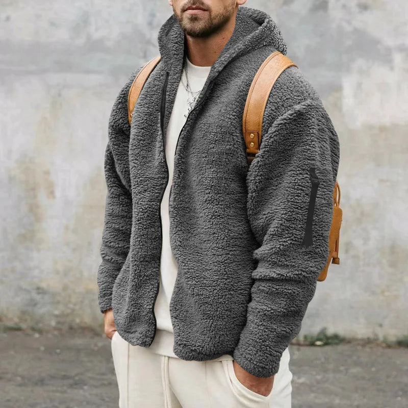 Men's Hooded Sherpa Fleece Zip Jacket