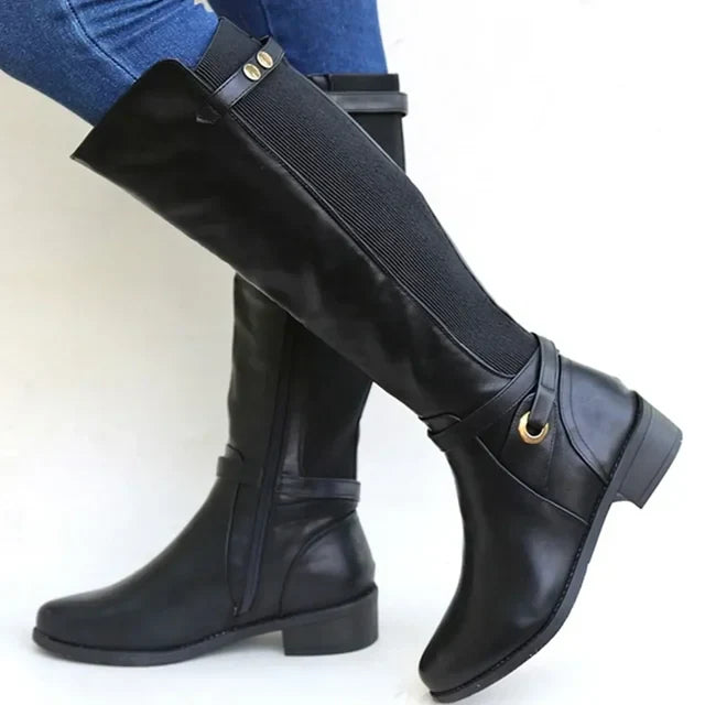Women’s Knee-High Riding Boots with Stretch Panels