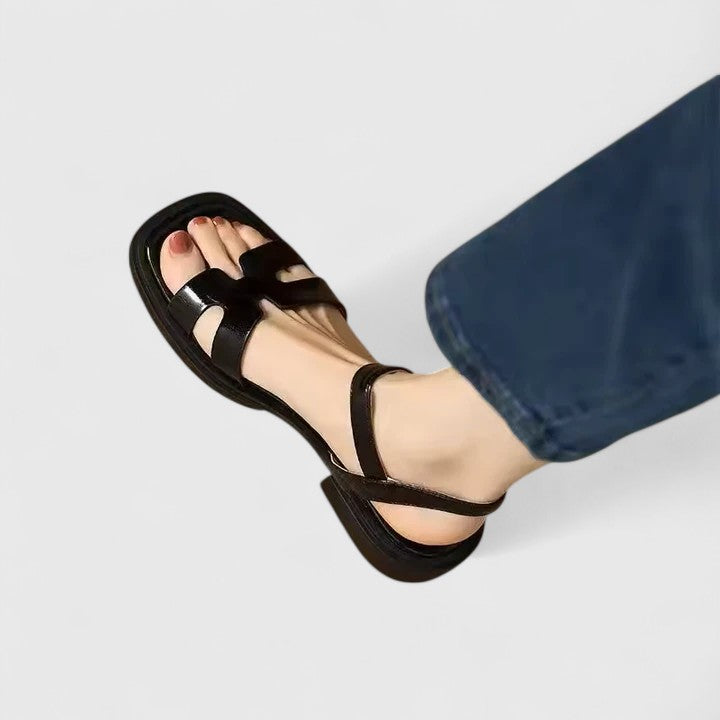 Women's Low Heel Sandals in PU Leather for Everyday Summer Wear