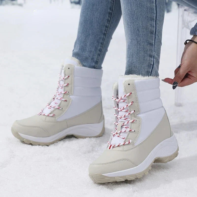 Bottes de neige imperméables pour femme | Bottines d’hiver doublées en fausse fourrure