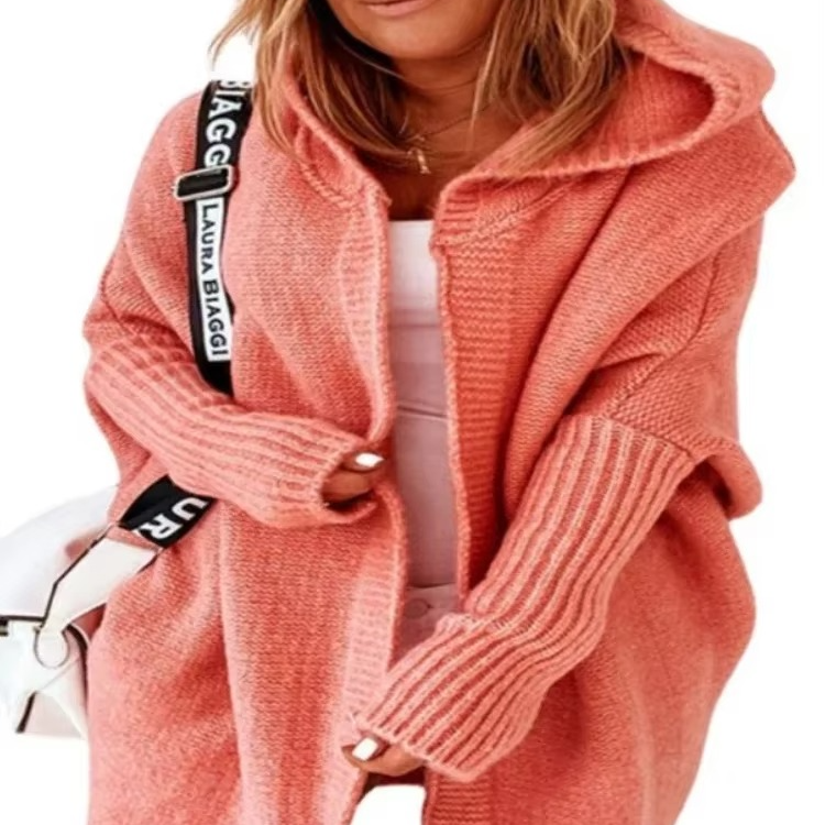 Women's Long Hooded Knit Cardigan