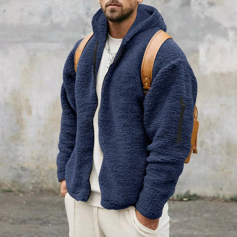 Men's Hooded Sherpa Fleece Zip Jacket