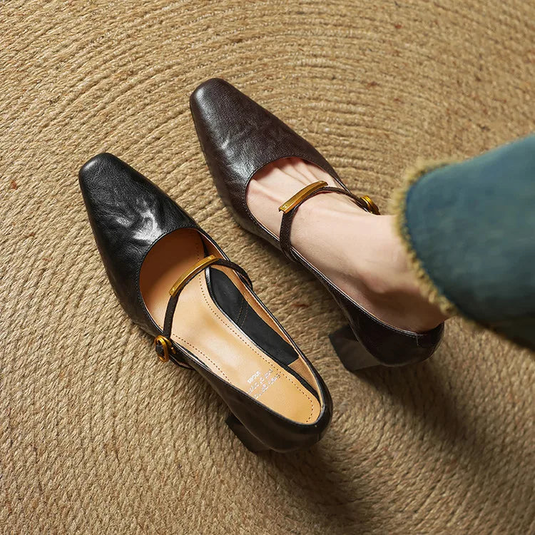 Escarpins pour femmes à brides style Mary Jane et talon carré
