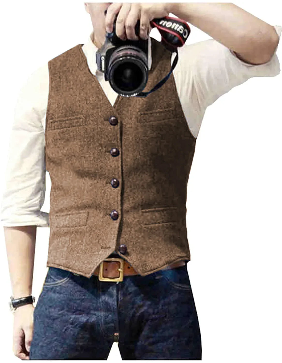 Gilet boutonné pour homme à col en V