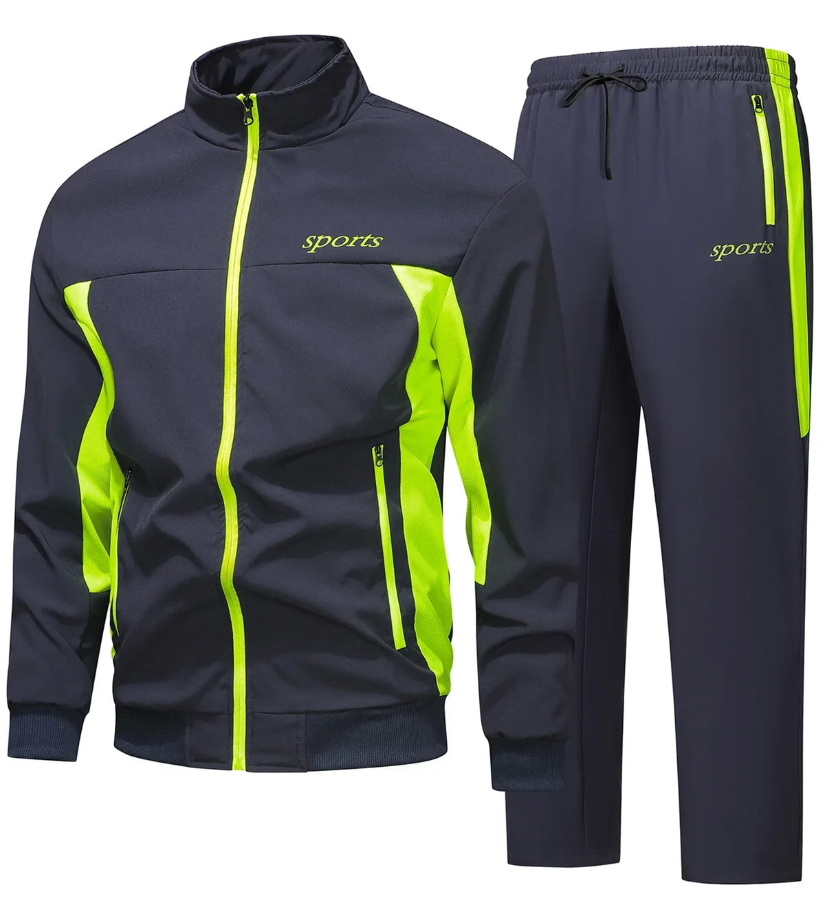 Ensemble de survêtement zippé pour homme à empiècements contrastants