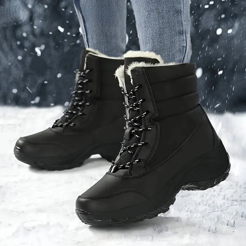 Bottes de neige imperméables pour femme | Bottines d’hiver doublées en fausse fourrure