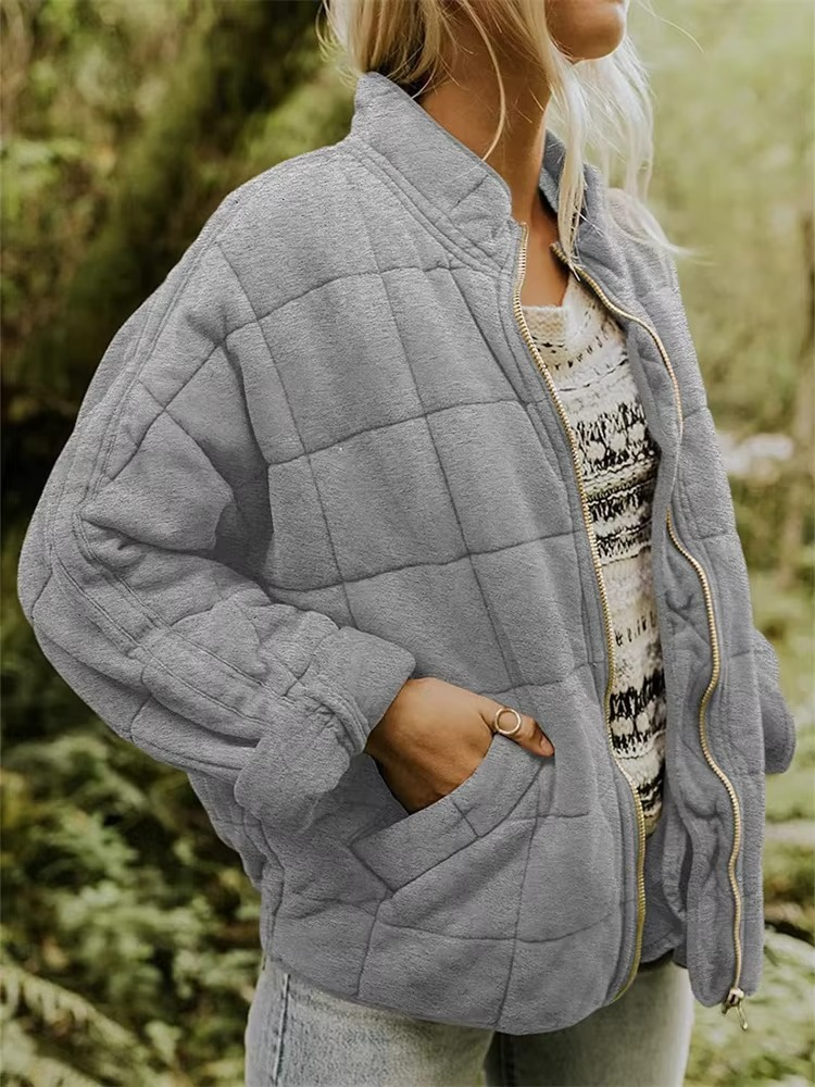 Veste d’hiver matelassée en coton pour femme | Manteau oversize zippé
