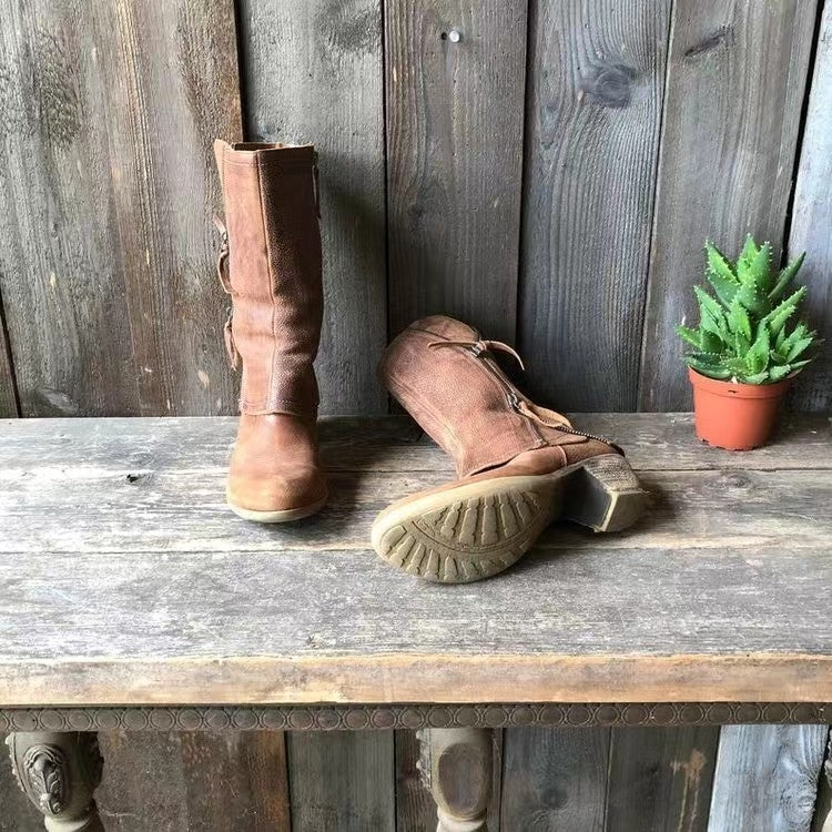 Women's Vintage Mid-Calf Western Boots