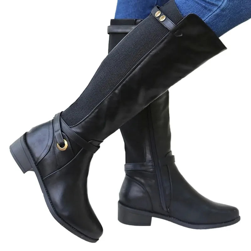 Women’s Knee-High Riding Boots with Stretch Panels