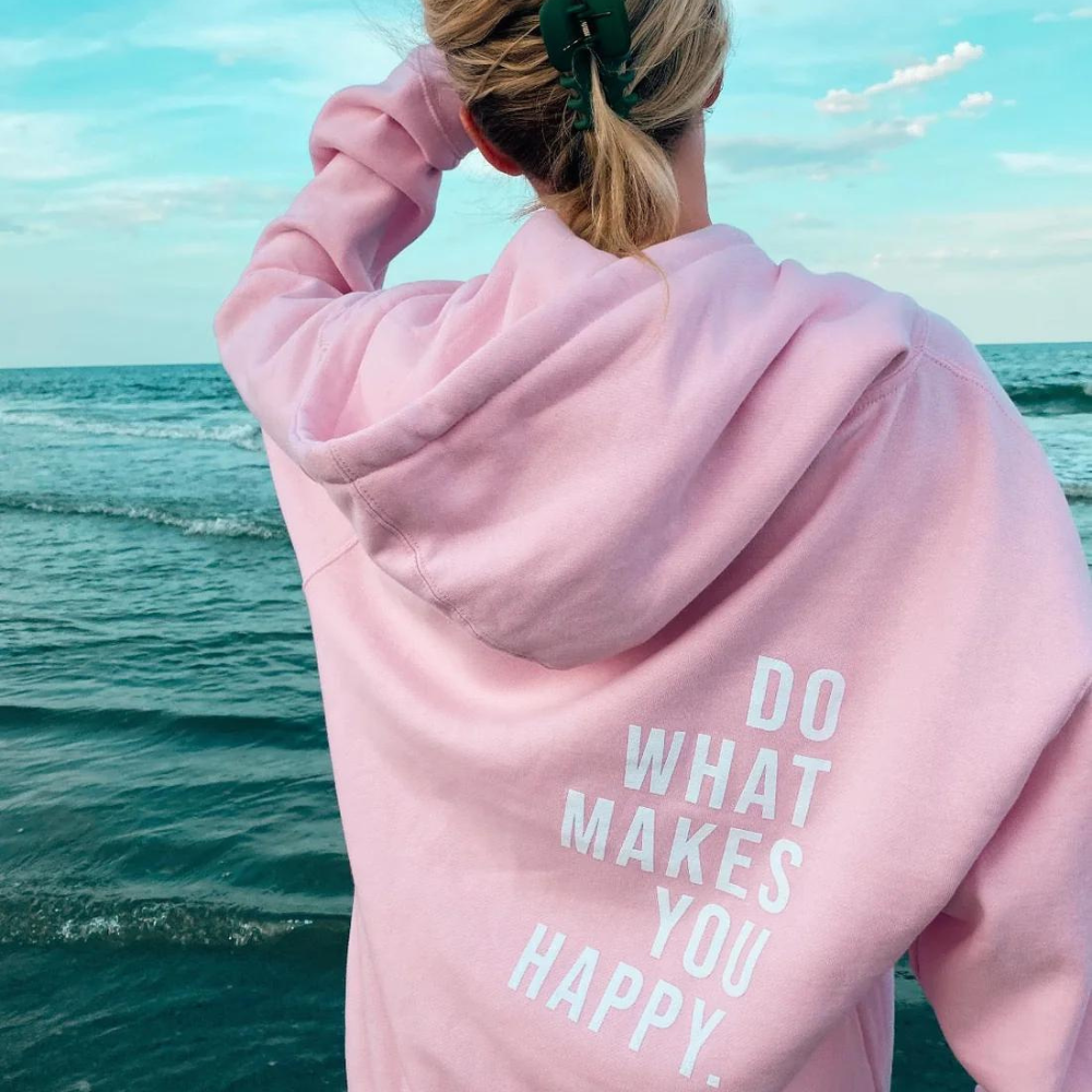 Women's Oversized Slogan Pullover Hoodie