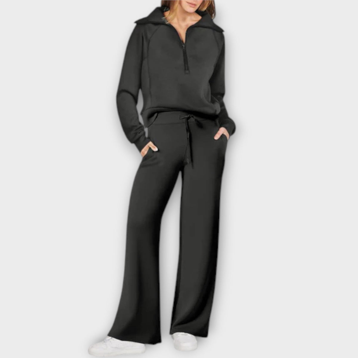 Women's Half-Zip Wide-Leg Lounge Set
